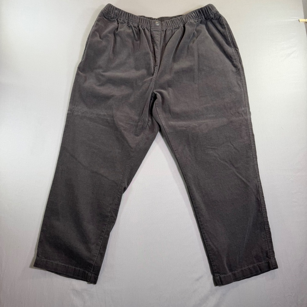 Woman Within Corduroy Pants Womens 22WP Petite Gray Elastic Waist Straight Leg